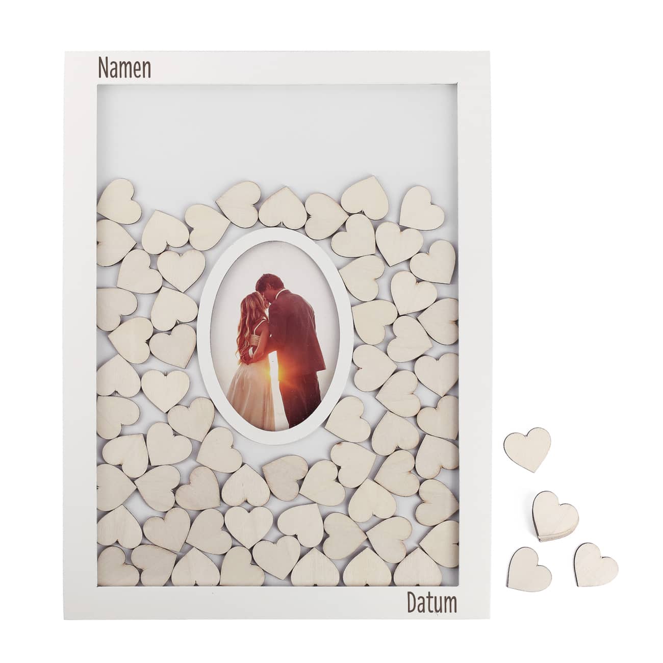 Gästebuch als Bilderrahmen mit Namen und Datum graviert