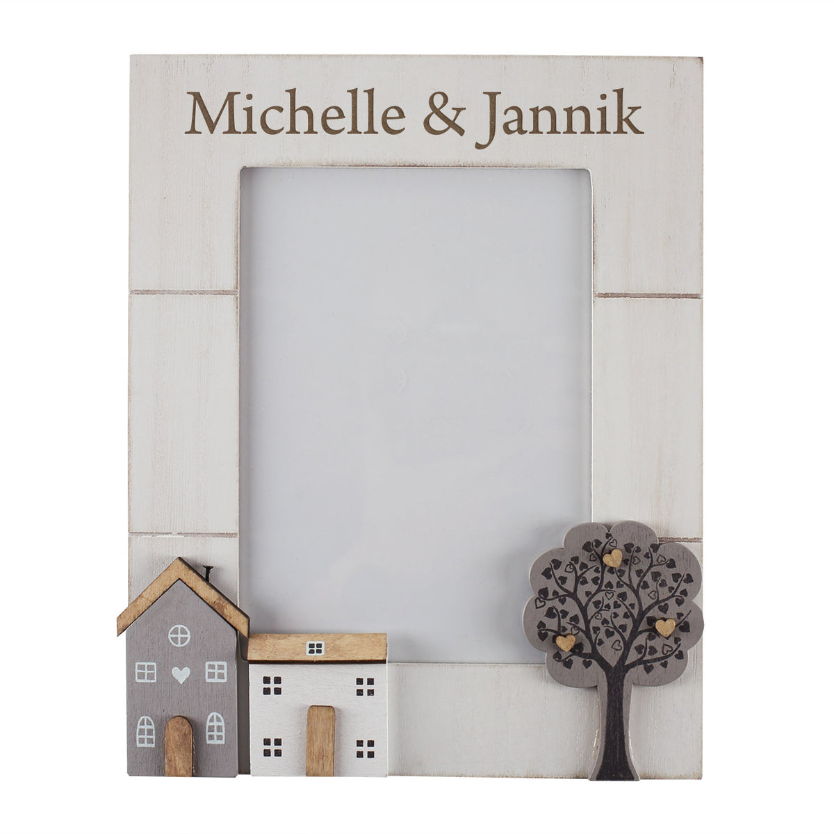 Bilderrahmen mit Wunschtext graviert in 2 Größen | Personalisiertes Geschenk für Einzug & Hochzeit