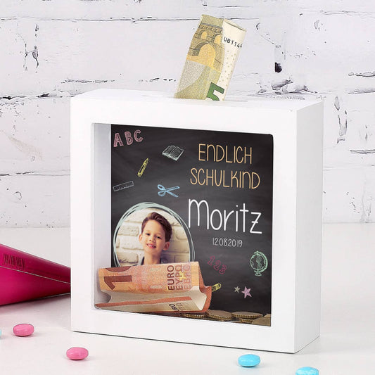 Kleine weiße Bilderrahmen Spardose