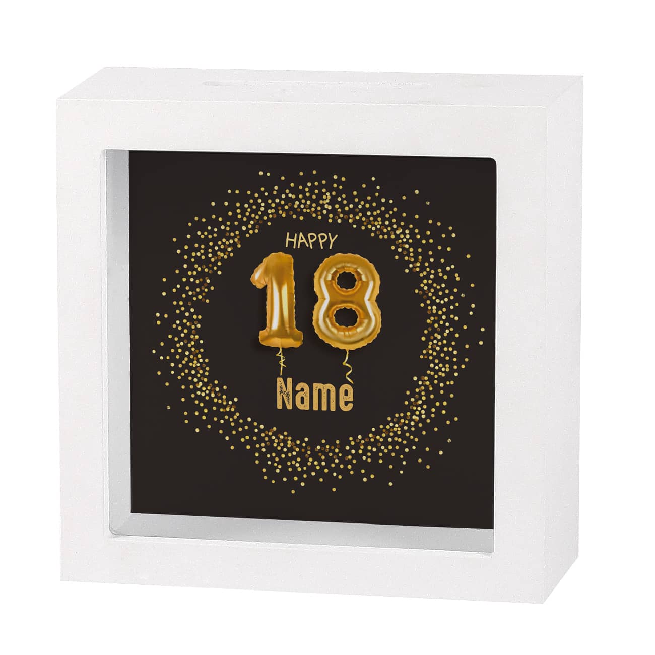 Bilderrahmen Spardose Geldgeschenk zum 18. Geburtstag mit Name