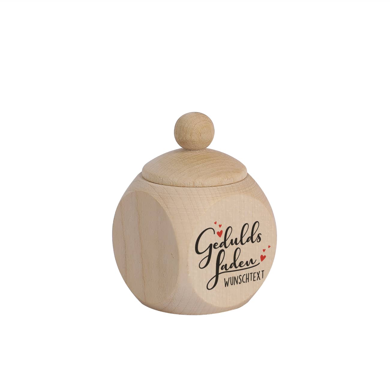 Kleine Dose aus Holz mit Ihrem Wunschtext bedruckt