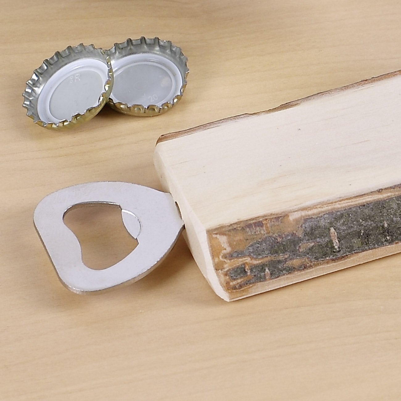 Rustikaler Holzflaschenöffner mit Wunschname