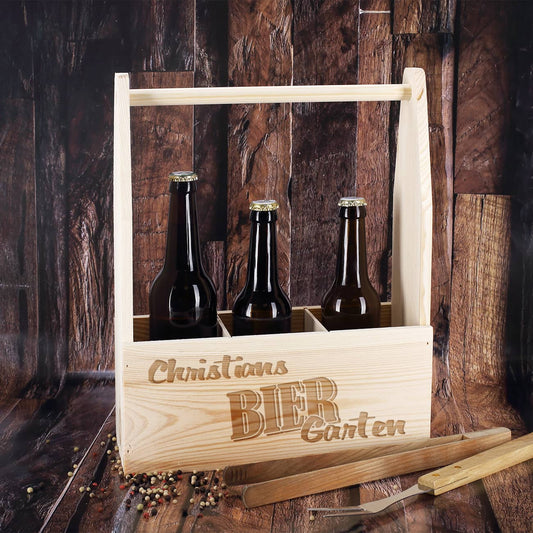 Gravierter Flaschenträger - Biergarten