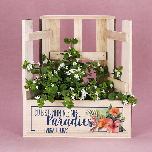 Romantischer Pflanzkorb mit Ihren Wunschnamen bedruckt