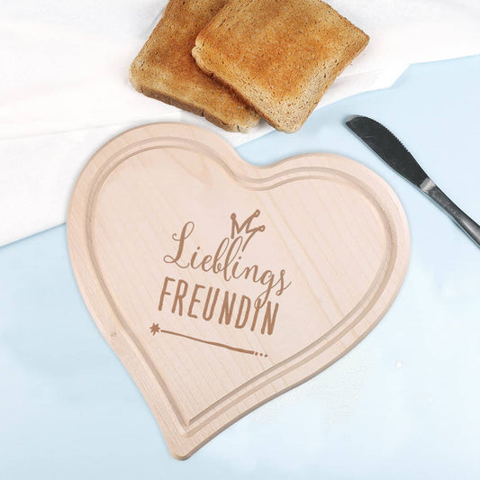 Herz-Frühstücksbrett Lieblingsfreundin graviert
