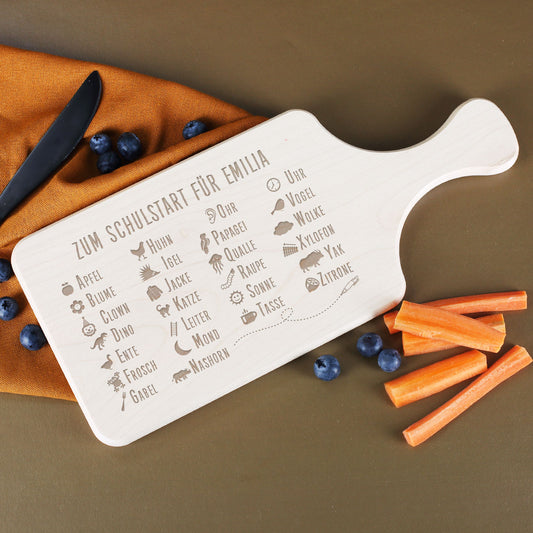 Persönliches Frühstücksbrettchen zum Schulanfang