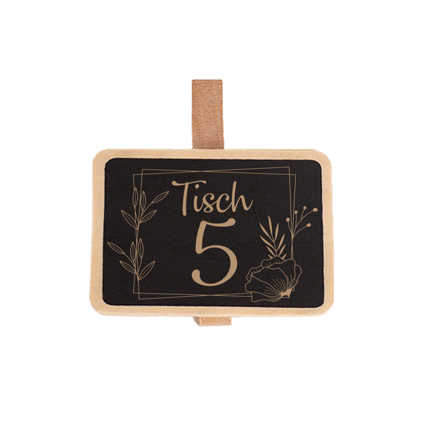 Tischnummer als Holztafel mit Klammer für Hochzeiten, Geburtstage & Feiern