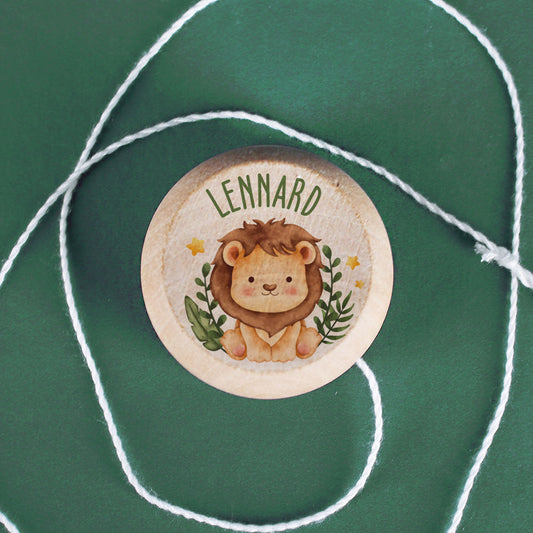 Bedrucktes Holz-Jojo mit niedlichem Löwen