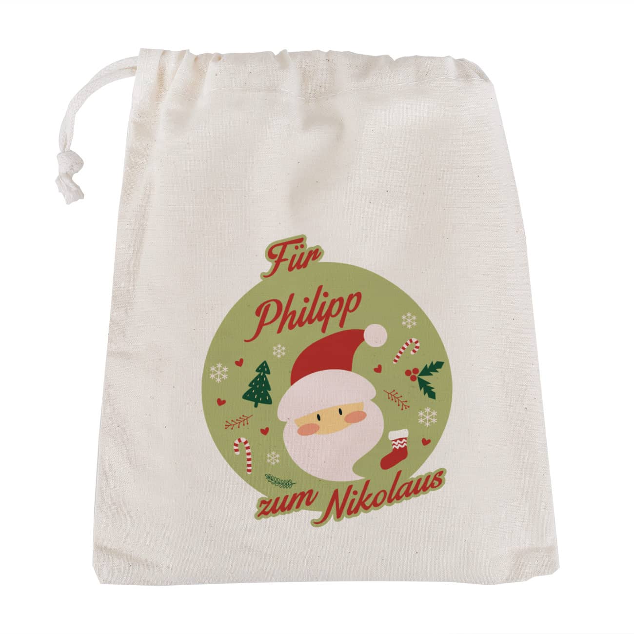 Geschenksack mit Nikolausmotiv und Name