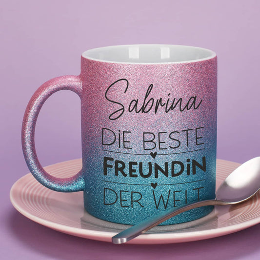 Glitzertasse für die beste Freundin, Kollegin oder Schwester der Welt
