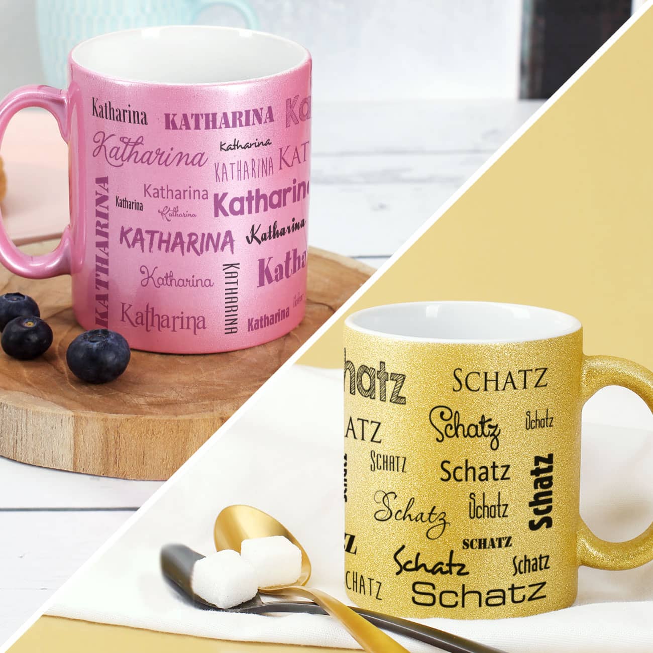 Metallic Tasse mit Name