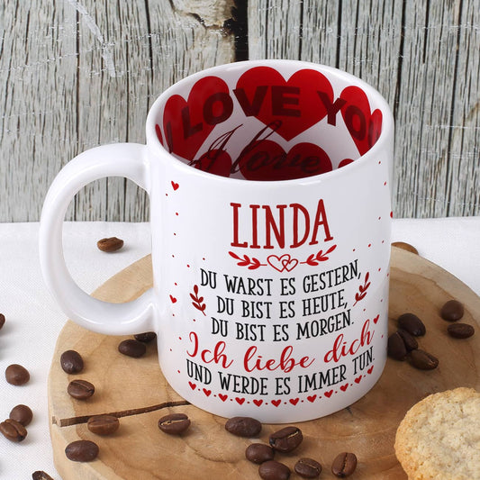 Ich liebe dich für immer - Tasse zum Valentinstag mit Namensaufdruck
