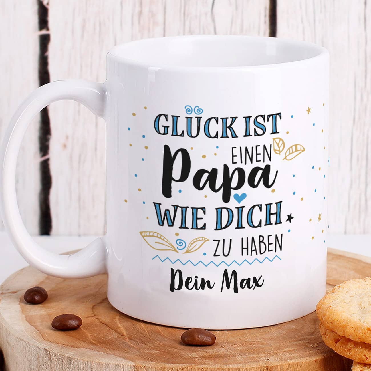 Tazza Papà Jungle Mug Con Scritta "Glück Ist Einen Papa Wie Dich Zu Haben" - Ceramica - Idea Regalo Festa Del Papà