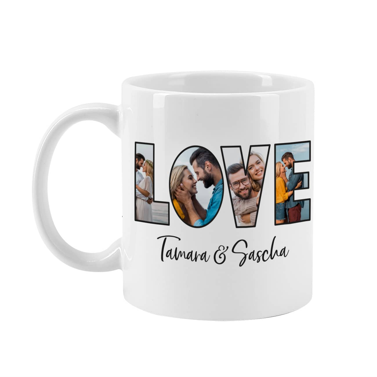 LOVE Fototasse mit Wunschtext