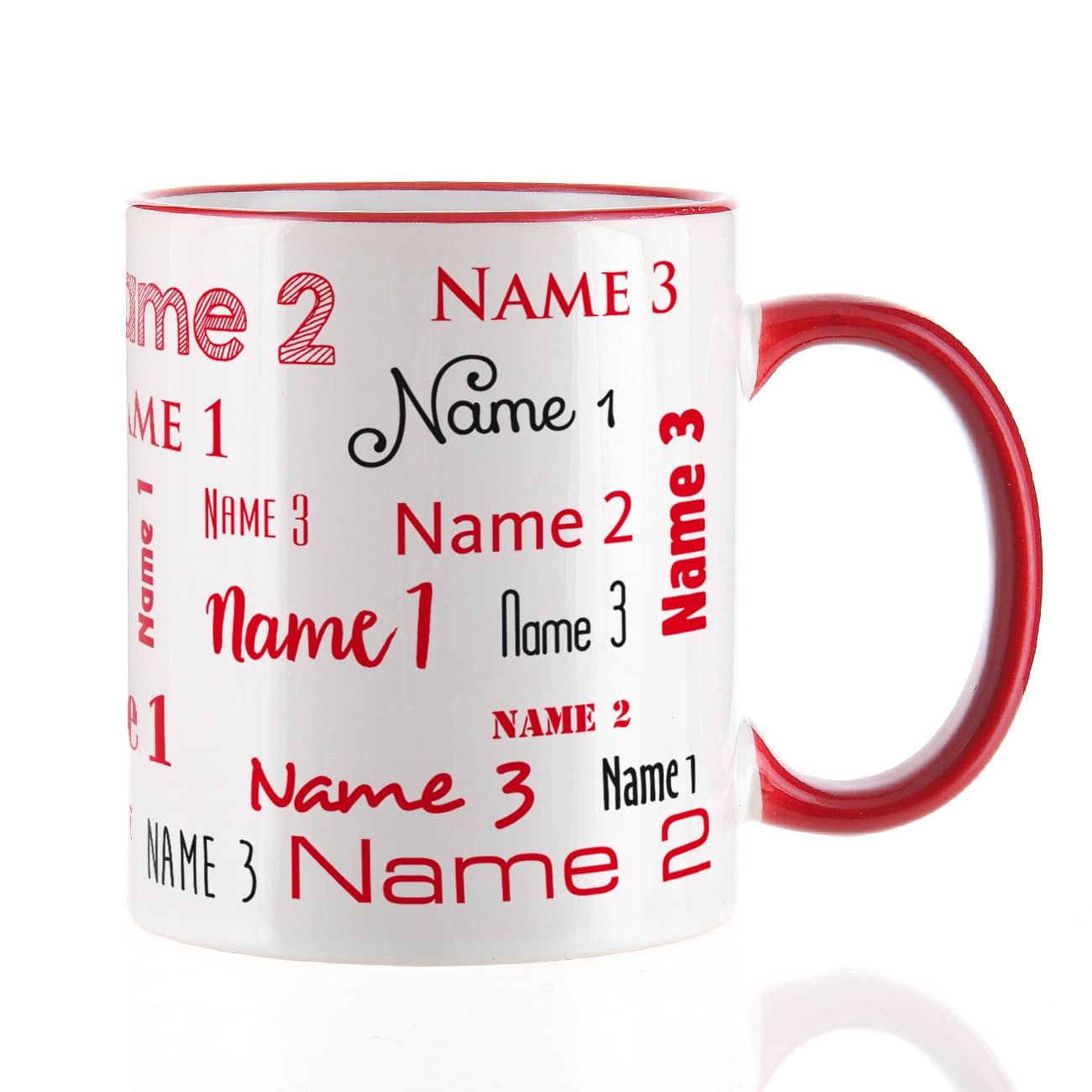 Familientasse mit drei Namen, rot