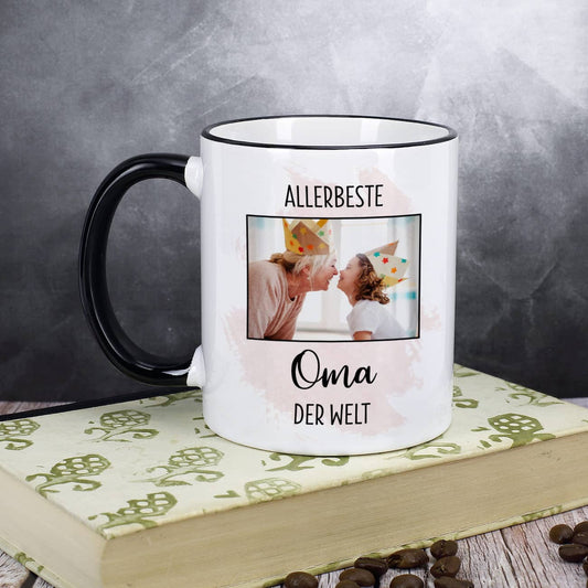 Tasse mit Schwarzen Rand und Henkel für Frauen