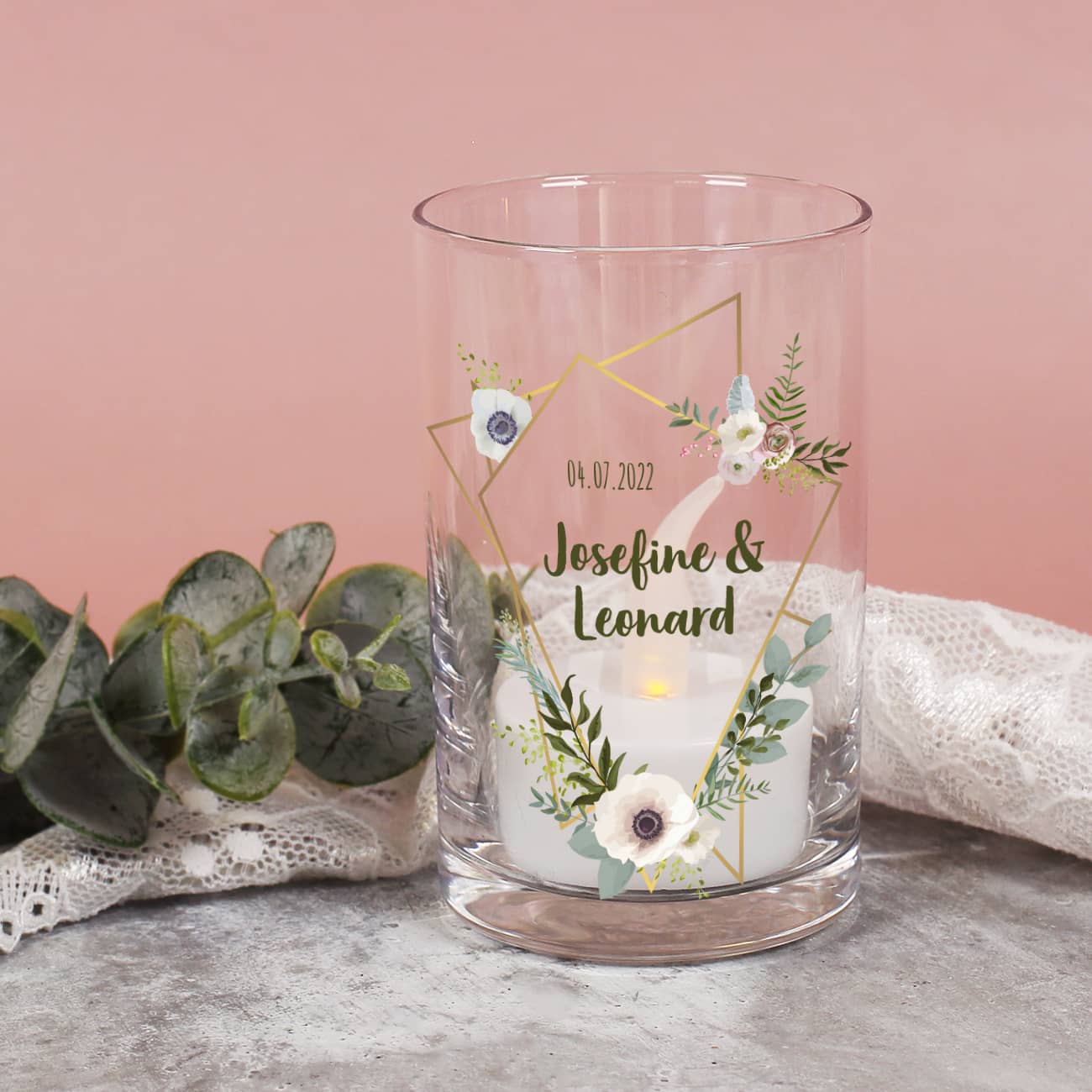Teelichtglas zur Hochzeit
