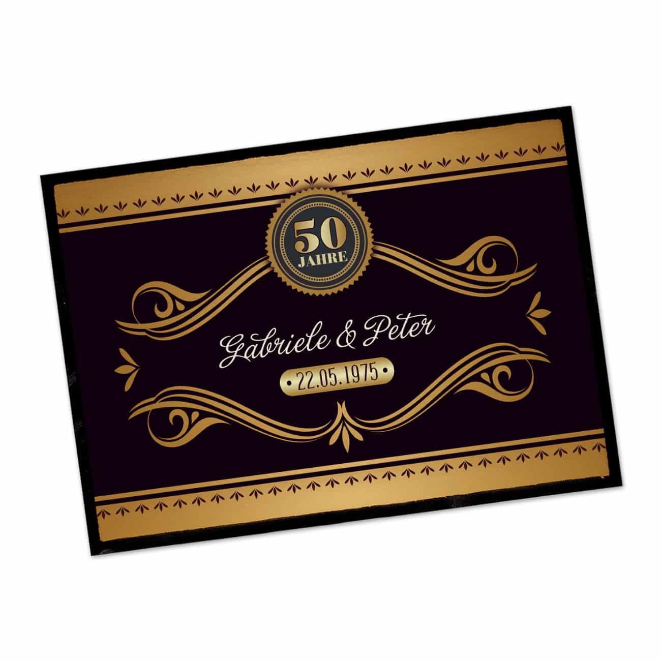 Persönliche Fußmatte zur Goldenen Hochzeit mit Namen & Datum