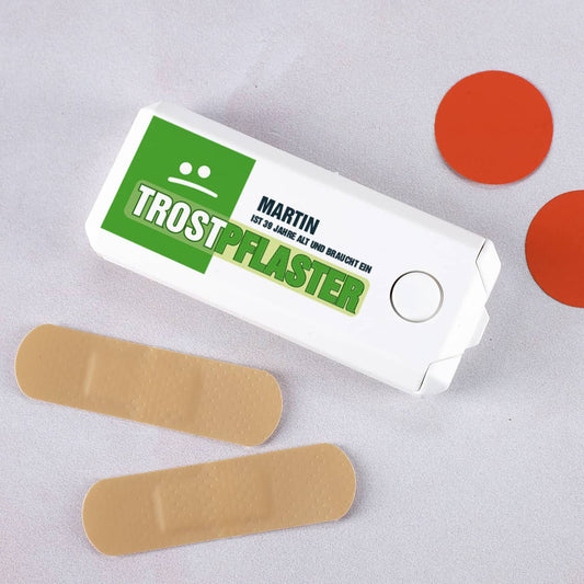 Trostpflaster zum Geburtstag mit Name und Alter -Smilie-