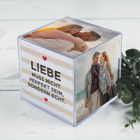 Foto-Würfel zum Valentinstag mit Ihren Fotos und 5 verschiedenen Sprüchen