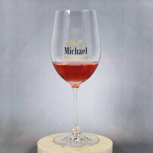 Personalisiertes Weinglas Verziert mit goldenen Ornamente