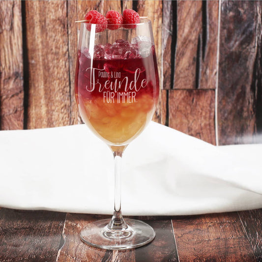 Geschenk für die beste Freundin - Weinglas mit Ihren Wunschnamen graviert