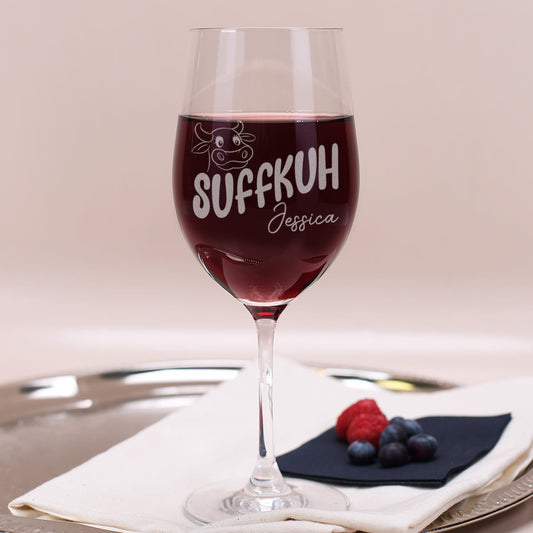 Weinglas mit witziger Gravur "Suffkuh" mit Name personalisiert