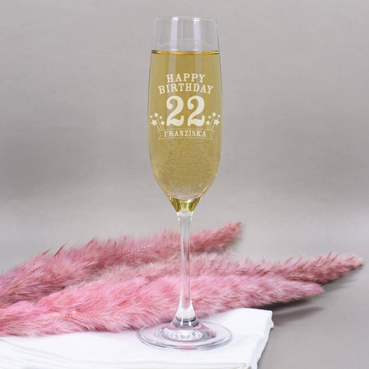Sektglas von Leonardo zum Geburtstag mit Name und Alter