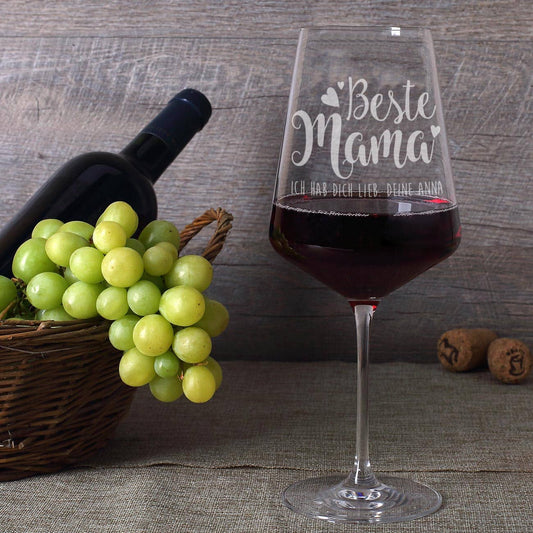 Graviertes Leonardo Rotweinglas