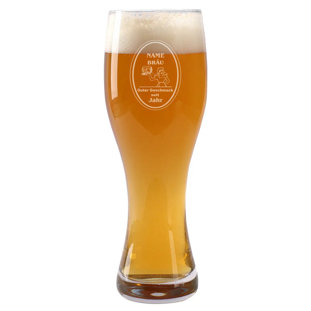 Personalisiertes Weizenbierglas von Leonardo mit Wunschname und Wunschjahr in zwei Größen