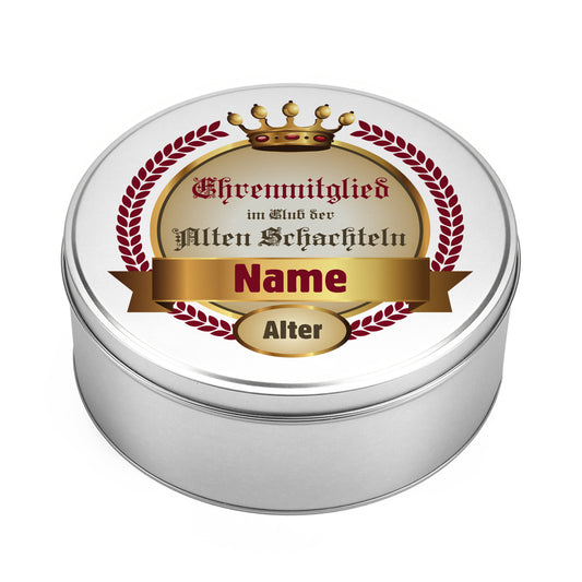 Geschenkverpackung Blechdose Alte Schachtel mit Name