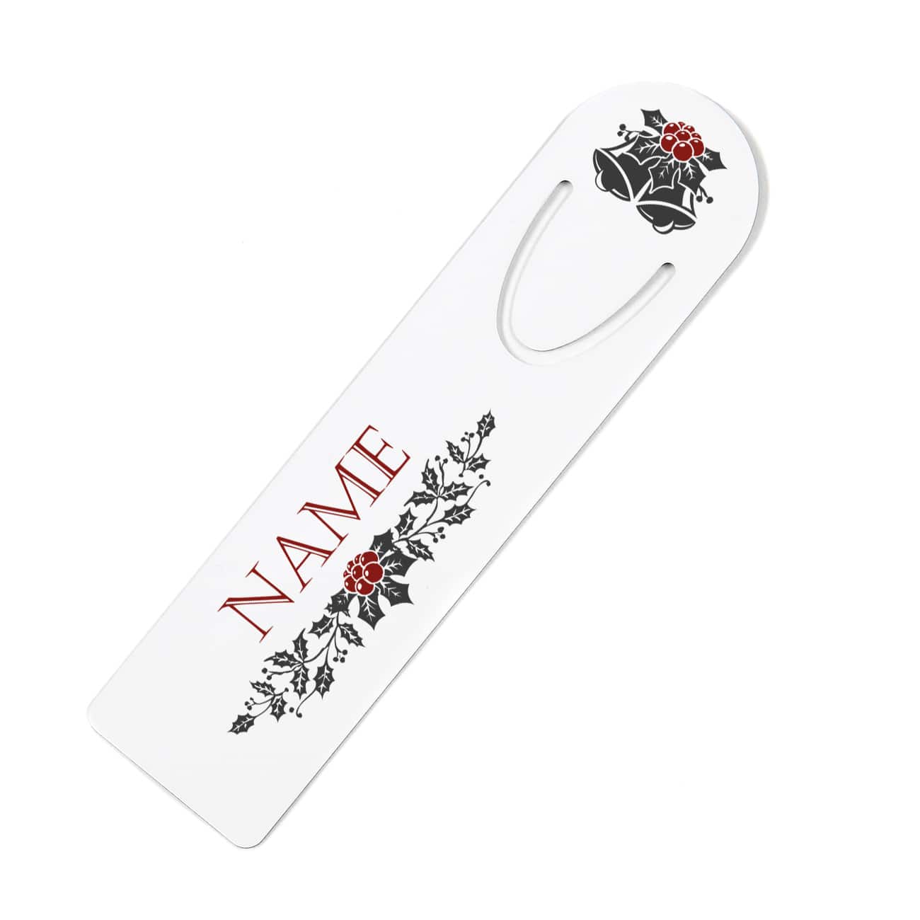 Lesezeichen aus Metall mit Name zu Weihnachten