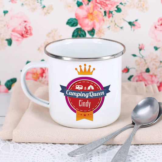 Emailletasse für Camperfrauen