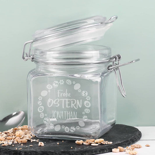 Vorratsglas zu Ostern mit Name graviert