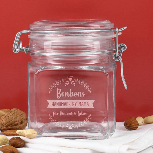 Einmachglas mit Wunschtext graviert