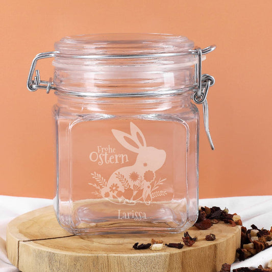 Vielfältiges Einkochglas zu Ostern mit Ihrem Wunschnamen