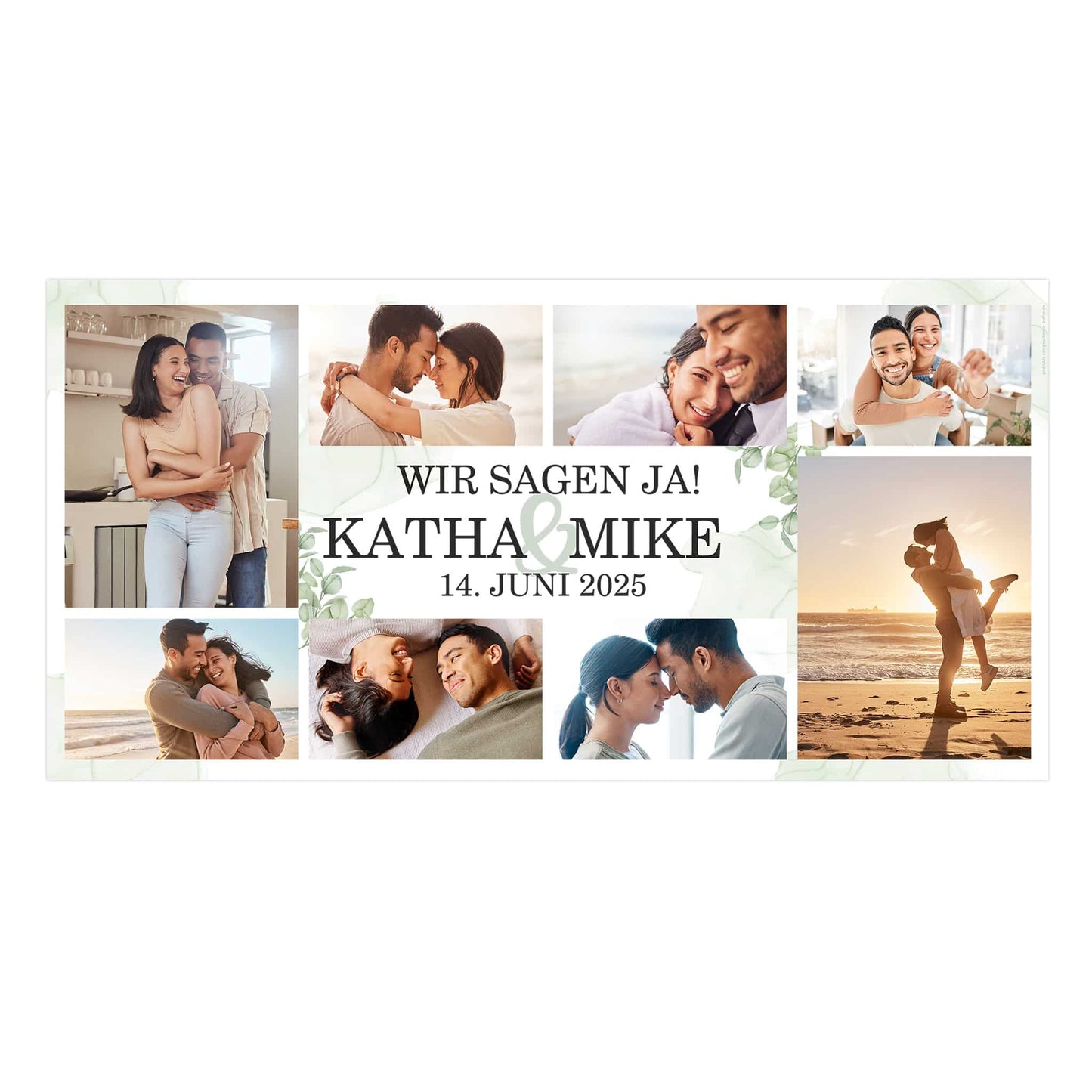 Großes Hochzeitsbanner mit 8 Fotos