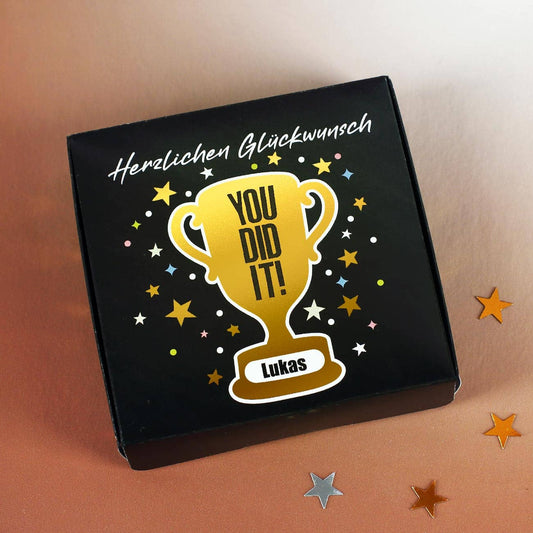 YOU DID IT - Geldgeschenk mit Goldprägung, Name Wunschtext