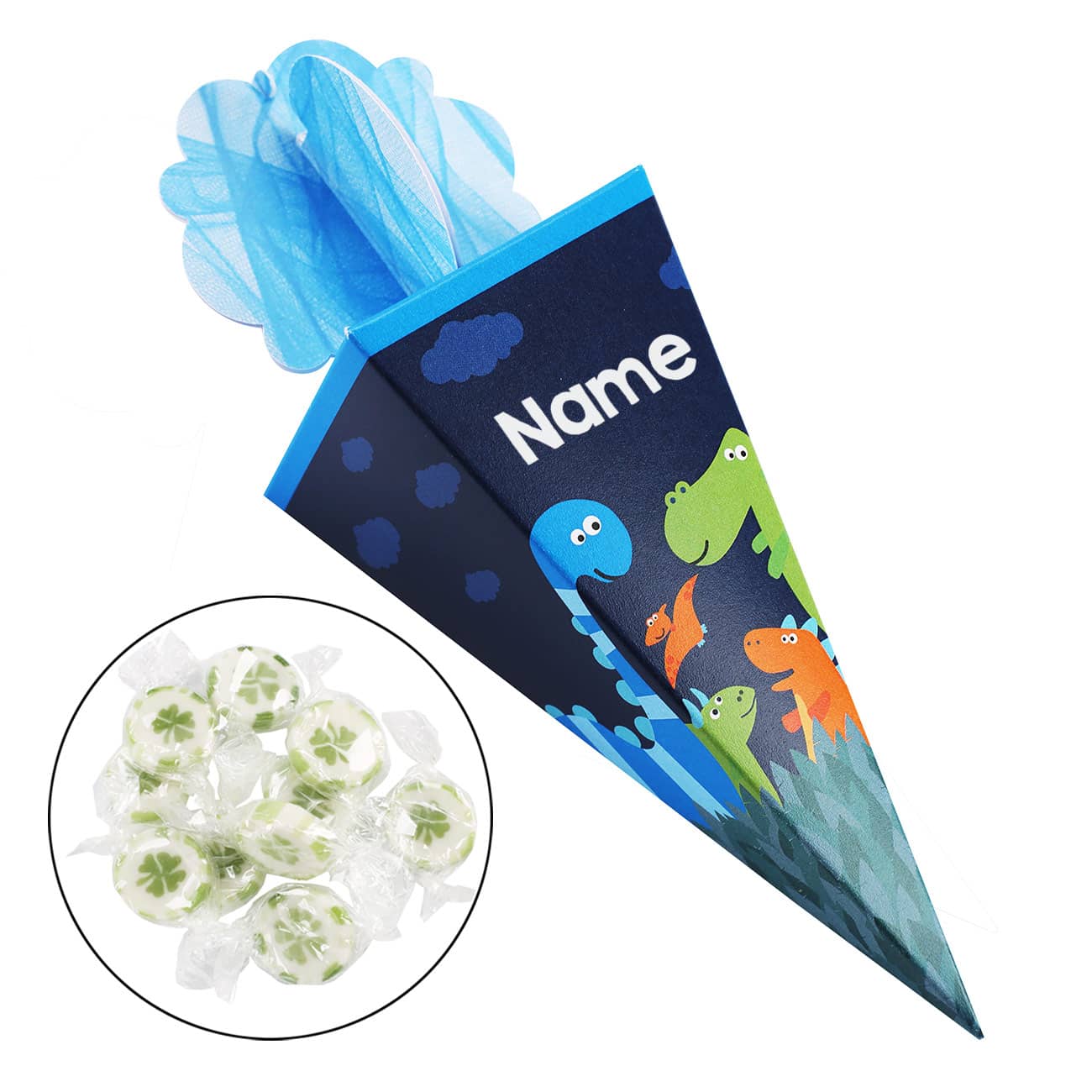 Personalisiert mit Name und mit Bonbons befüllt