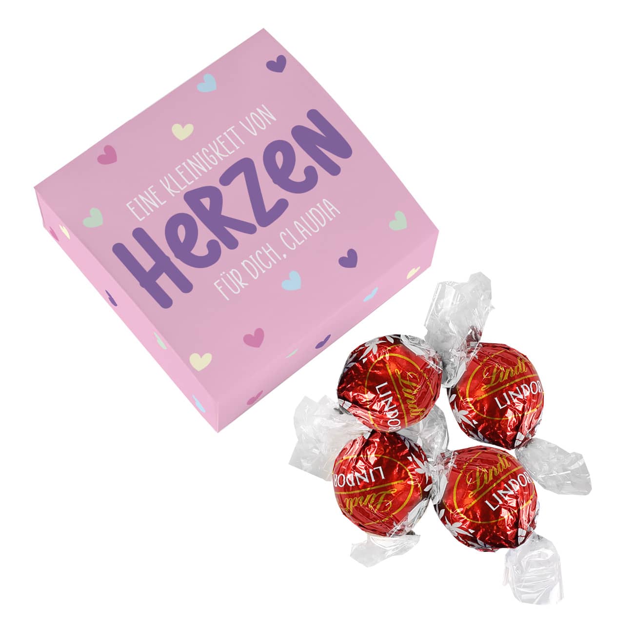 Liebevolles Geschenk Lindor Kugeln mit Text personalisiert