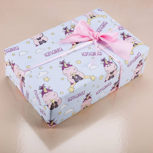 Knuddelhorn-Geschenkpapier mit Wunschname