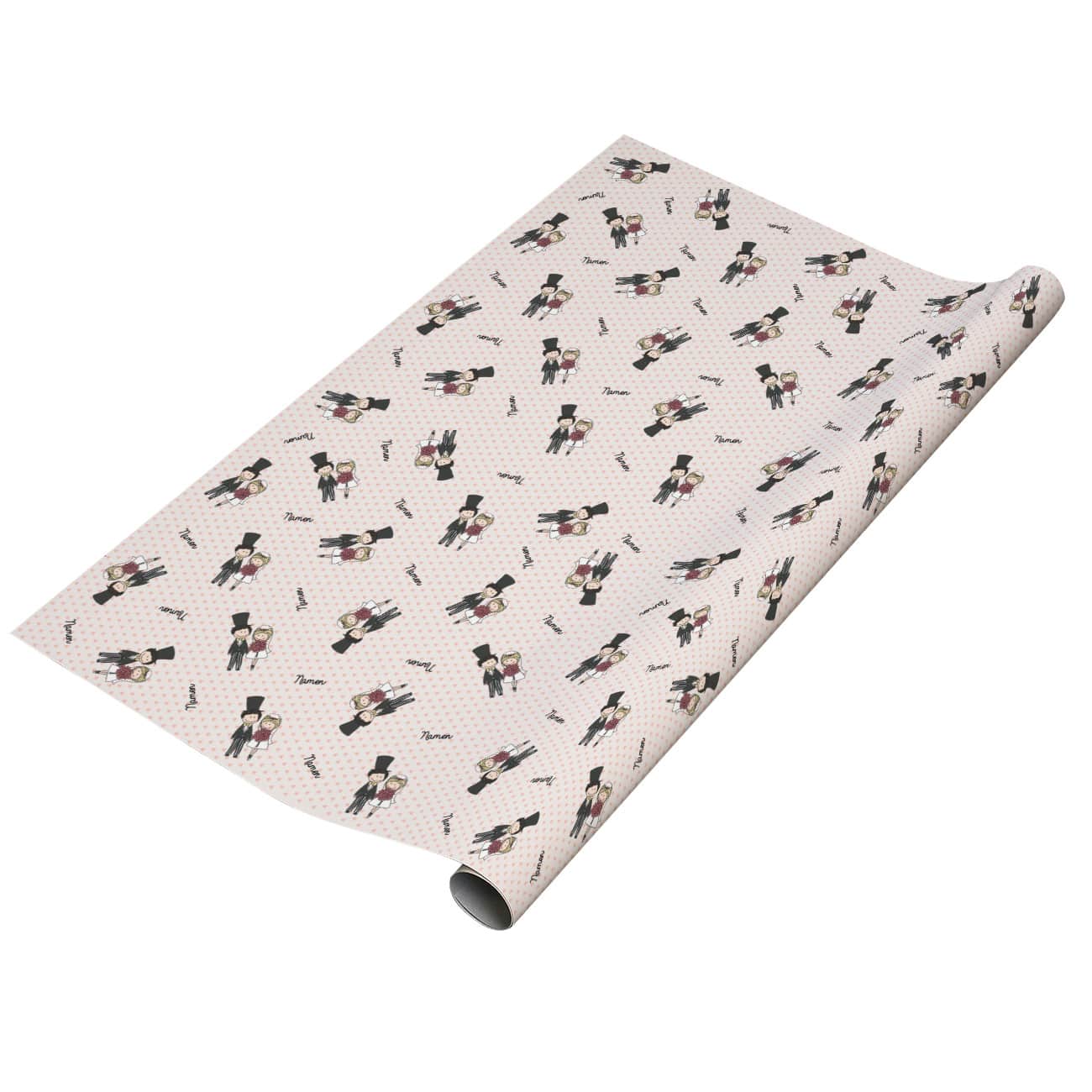 Bedruckte personalisierte Geschenkpapierrolle zur Hochzeit mit Namen des Paares