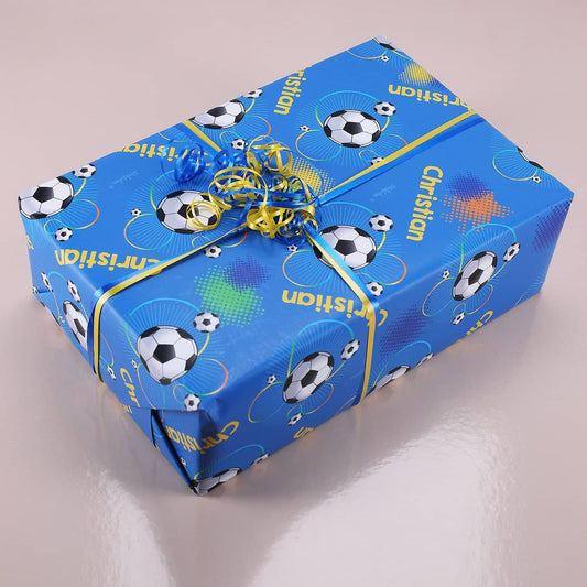 Fußballer-Geschenkpapier mit Wunschname