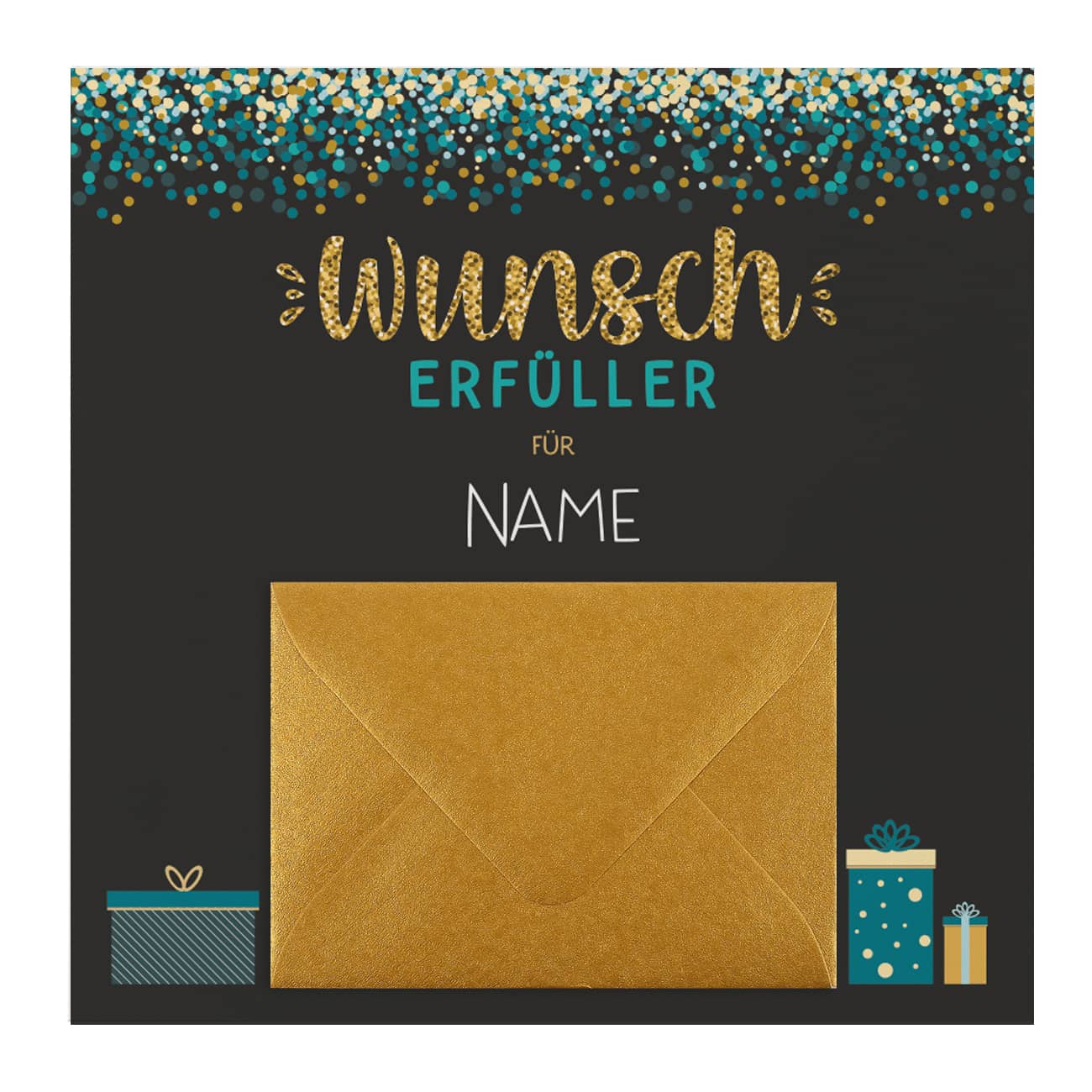 Wunscherfüller - Klappkarte mit Geldumschlag für Geldgeschenke