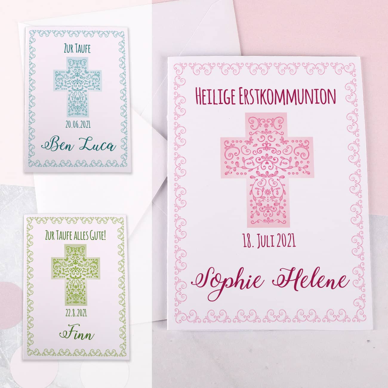 Tolle persönliche Karte in drei verschiedenen Farben