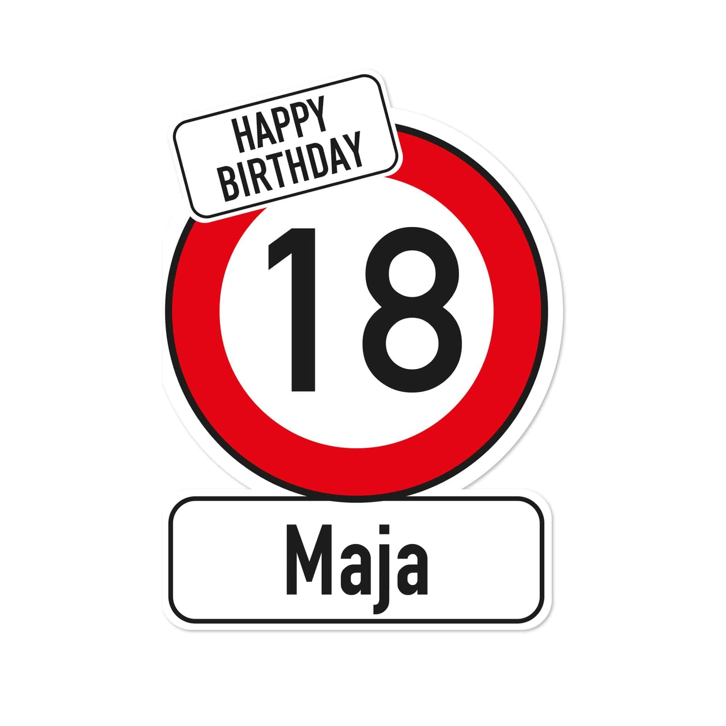 Klappkarte mit Verkehrszeichen Motiv und mit Name und Alter bedruckt