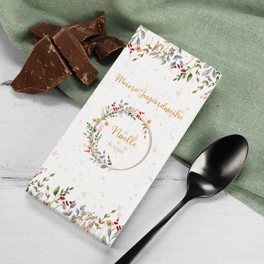 Schokolade mit Ihrem Wunschnamen und Datum der Feier