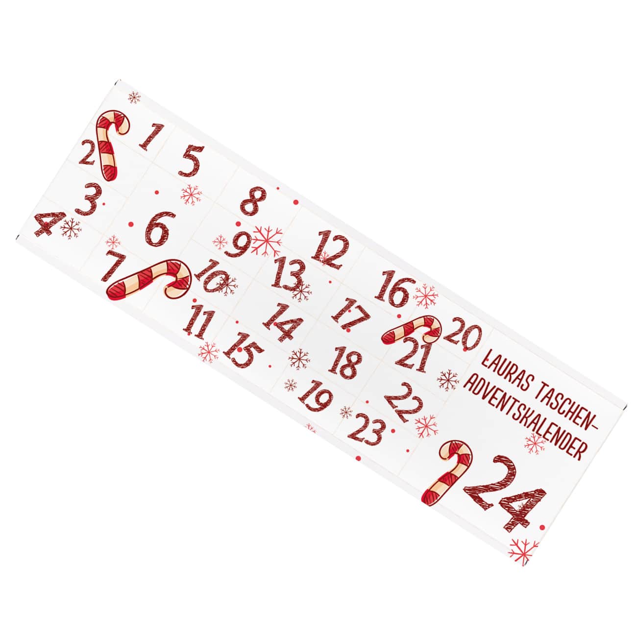 Raffinierter Adventskalender als Schokoladentafel mit Text personalisiert