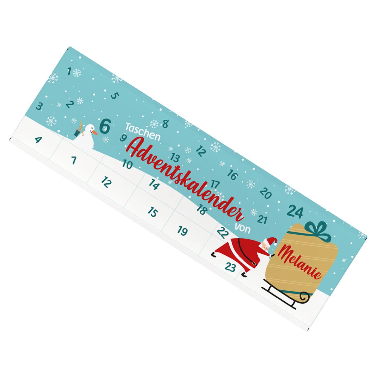 Raffinierter Adventskalender als Schokoladentafel mit Name personalisiert