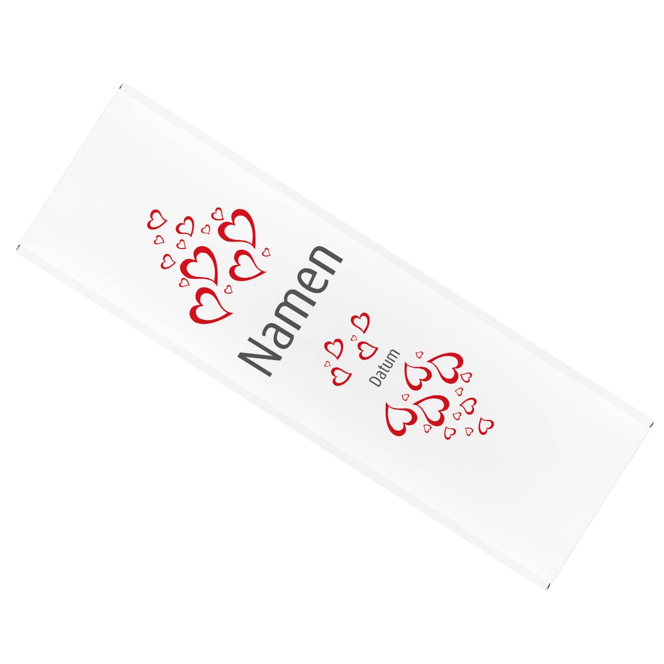 300g Schokolade mit Herzen, Wunschname und Datum